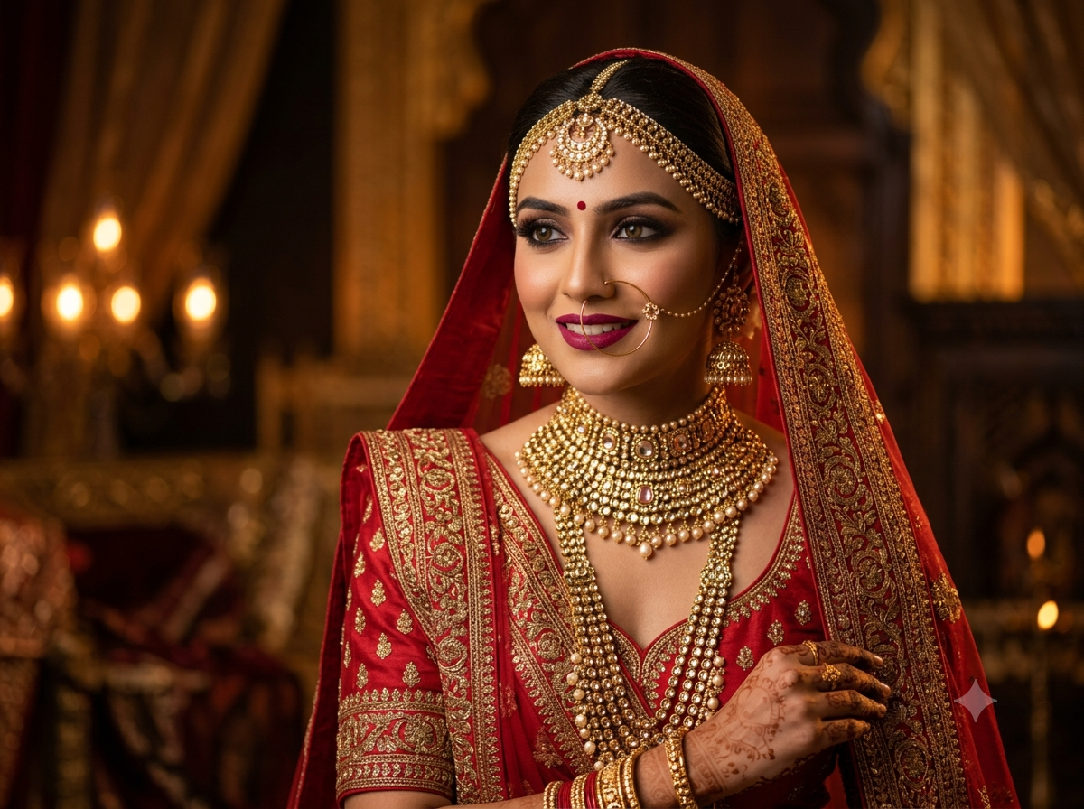 Bridal Elegance package: bridal makeup, hair styling and saree draping