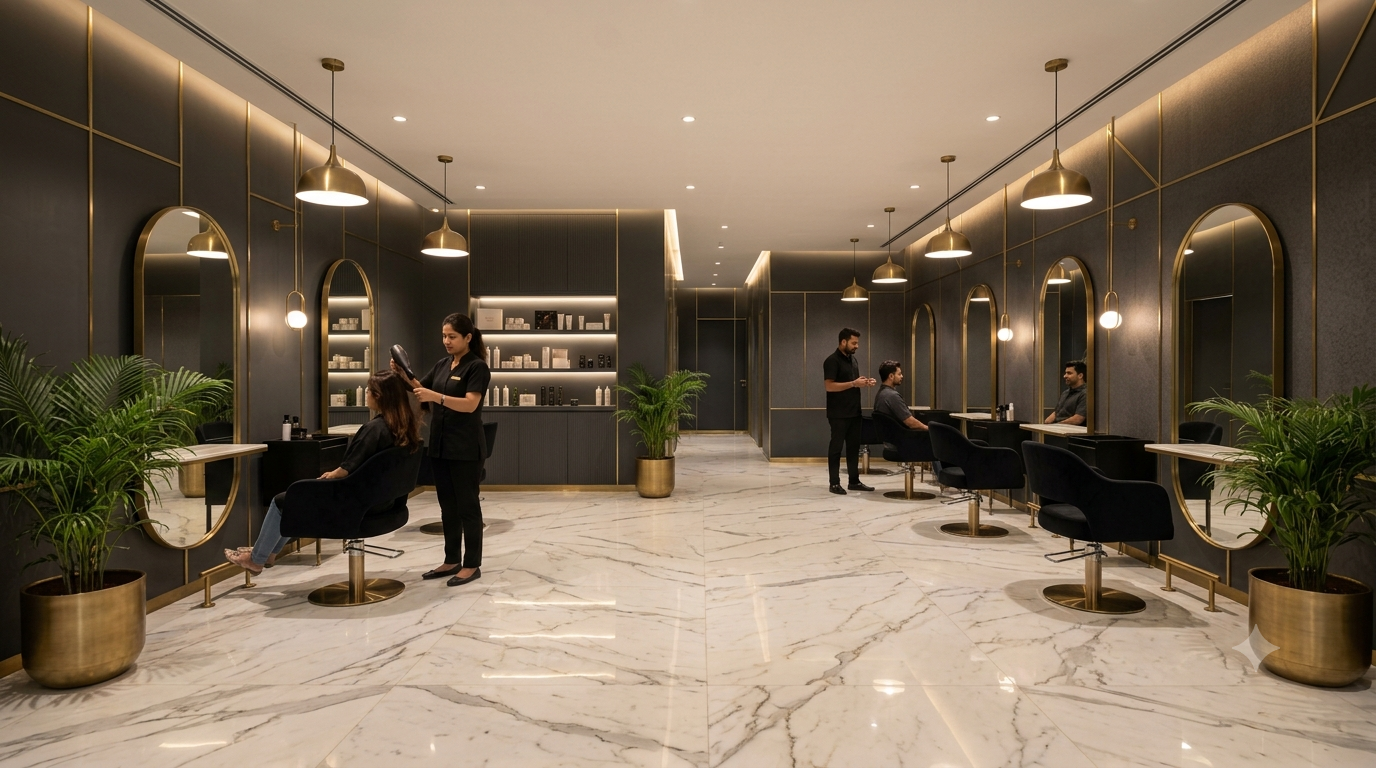 Inside The Jawed Habib Kondapur salon, a stylist at work